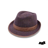 jos van dijck trilby tweed visgraat bruin