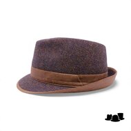 jos van dijck trilby tweed visgraat bruin