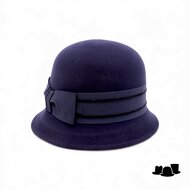 bedacht pot hoed lint met strik damrod blauw