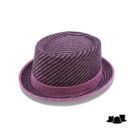 jos van dijck pork pie tweed dessin raspberry and black