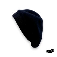 seeberger baret gebreide rand wol zwart