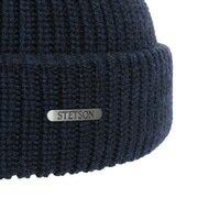 stetson short beanie nashvile merino wool knit navy