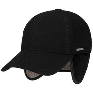 stetson baseball cap met oorklep vaby wol cashmere mix zwart