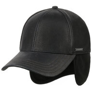 stetson baseball cap met oorklep cowhide leather black