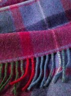 irish wool scarf long raspberry red lavender purple check