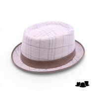 jos van dijck pork pie linnen tartan beige
