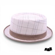 jos van dijck pork pie linnen tartan beige