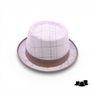 jos van dijck pork pie linnen tartan beige