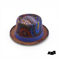 jos van dijck pork pie fantasy blauw vegan leather bruin