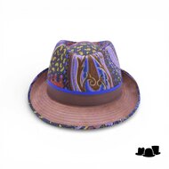 jos van dijck trilby fantasy blauw vegan leather bruin