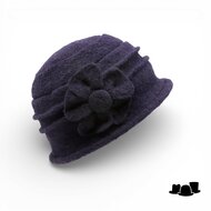 panizza cloche met bloem siem wol zwart