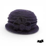 panizza cloche met bloem siem wol zwart