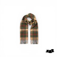 john hanly merino luxury wool scarf green brown charcoal camel check