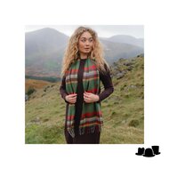 john hanly merino luxury wool scarf green rust orange brown check