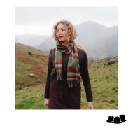 john hanly merino luxury wool scarf green rust orange brown check