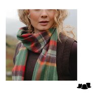 john hanly merino luxury wool scarf green rust orange brown check