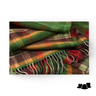 john hanly merino luxury wool scarf green rust orange brown check