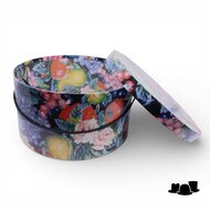 vintage hoedendoos 28 cm met fruit and flowers