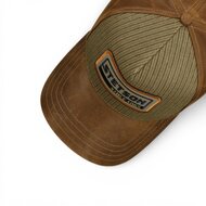 stetson trucker cap cotton linnen and leather stripe