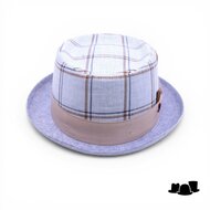 alfonso deste pork pie linnen light blue tartan