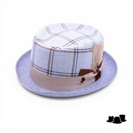 alfonso deste pork pie linnen light blue tartan