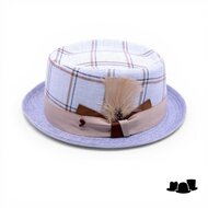 alfonso deste pork pie linnen light blue tartan