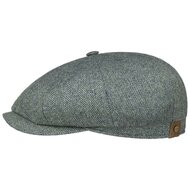 stetson hatteras newsboy cap silk visgraat blauwgroen 