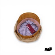 alfonso deste ballonpet krizia zijde en suede licht mosterd