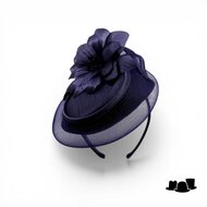 maddox fascinator 179 dopje  sinamay buntal crine navy
