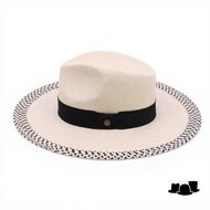 vintimilla fedora 8H130 brede dessin rand panama zwart naturel