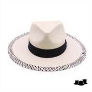 vintimilla fedora 8H130 brede dessin rand panama zwart naturel