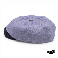 alfonso deste ballonpet sinisa linnen en suede 2 tone blauw