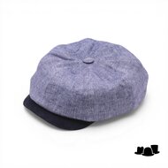 alfonso deste ballonpet sinisa linnen en suede 2 tone blauw