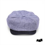 alfonso deste ballonpet sinisa linnen en suede 2 tone blauw