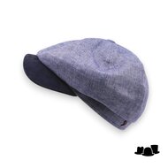 alfonso deste ballonpet sinisa linnen en suede 2 tone blauw