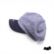 alfonso deste ballonpet sinisa linnen en suede 2 tone blauw