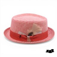 alfonso deste pork pie linnen coral en beige