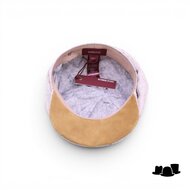 alfonso deste ballonpet sinisa linnen zijde en suede gemeleerd beige en bruin