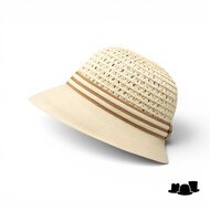 bronte cloche zomerhoed diana crochet cellulose natural en camel