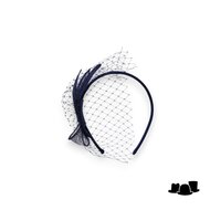 seeberger haarversiering diadeem ella sinamay en voile inktblauw