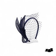 seeberger haarversiering diadeem ella sinamay en voile inktblauw