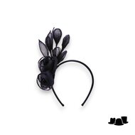 seeberger haarversiering diadeem eva sinamay bloemen zwart