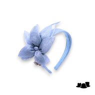 bedacht fascinator leeds bloem sinamay licht blauw 