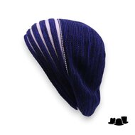 bedacht zomer baret basic katoen blue white