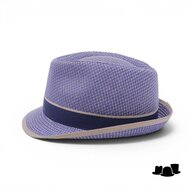 jos van dijck trilby linnenmix dessin blauw en beige