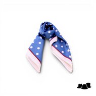 onkar neckerchief satijn small polkadots ivory cognac and blue