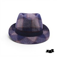jos van dijck trilby wol tartan blauw grijs en rood