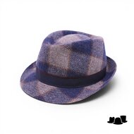 jos van dijck trilby wol tartan blauw grijs en rood
