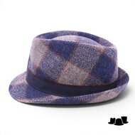 jos van dijck trilby wol tartan blauw grijs en rood