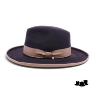 jos van dijck fedora rho pencil roll brim haarvilt chocoladebruin en camel